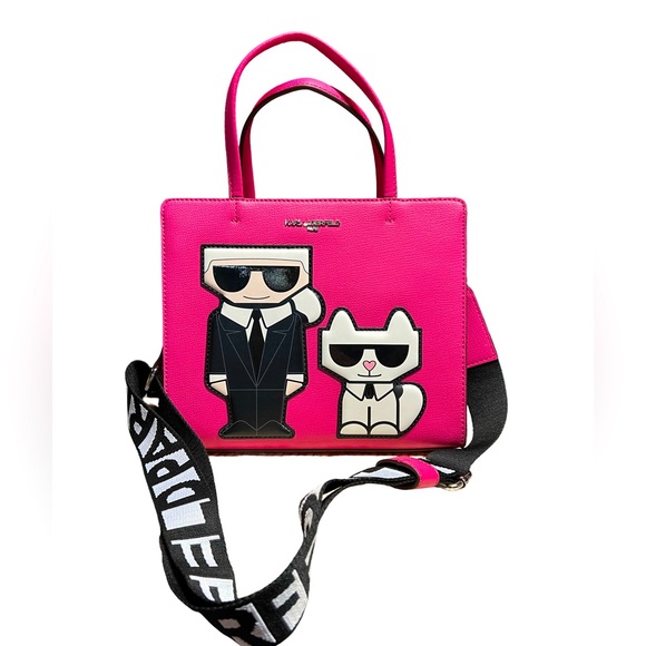 Karl Lagerfeld NWT Amazing Fun Pink Maybelle Satchel Top Handle Crossbody (P033) - Picture 3 of 13